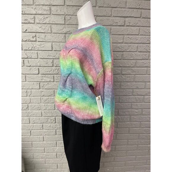 Woven Heart Oversized Rainbow Sweater Size M NWT - Picture 3 of 8